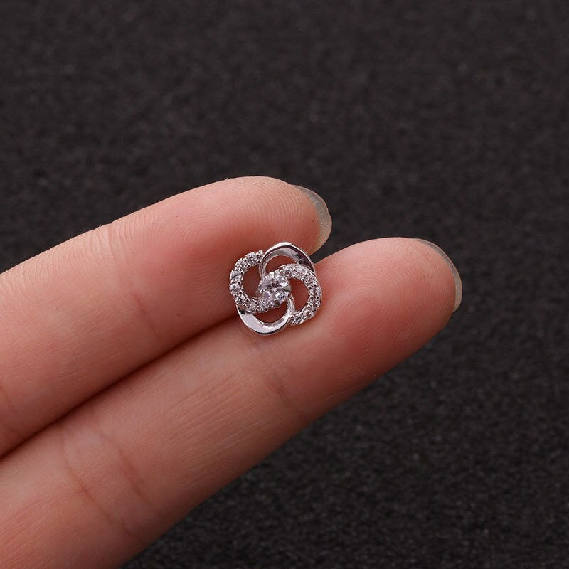 Thumbnail: 20G Cartilage Tiny Stud Earring, Flat Back Earrings,Geometric Earring | HSPJ1981