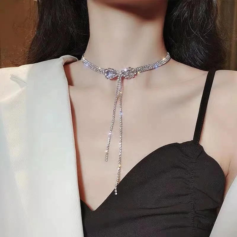 Exquisite Sparkly Rhinestones Ribbon Choker