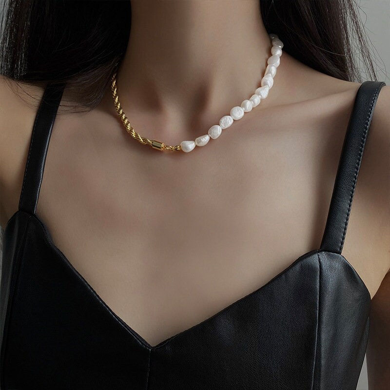 Thumbnail: Stylish Baroque Pearl Necklace, Freshwater Pearl Necklace | HN904