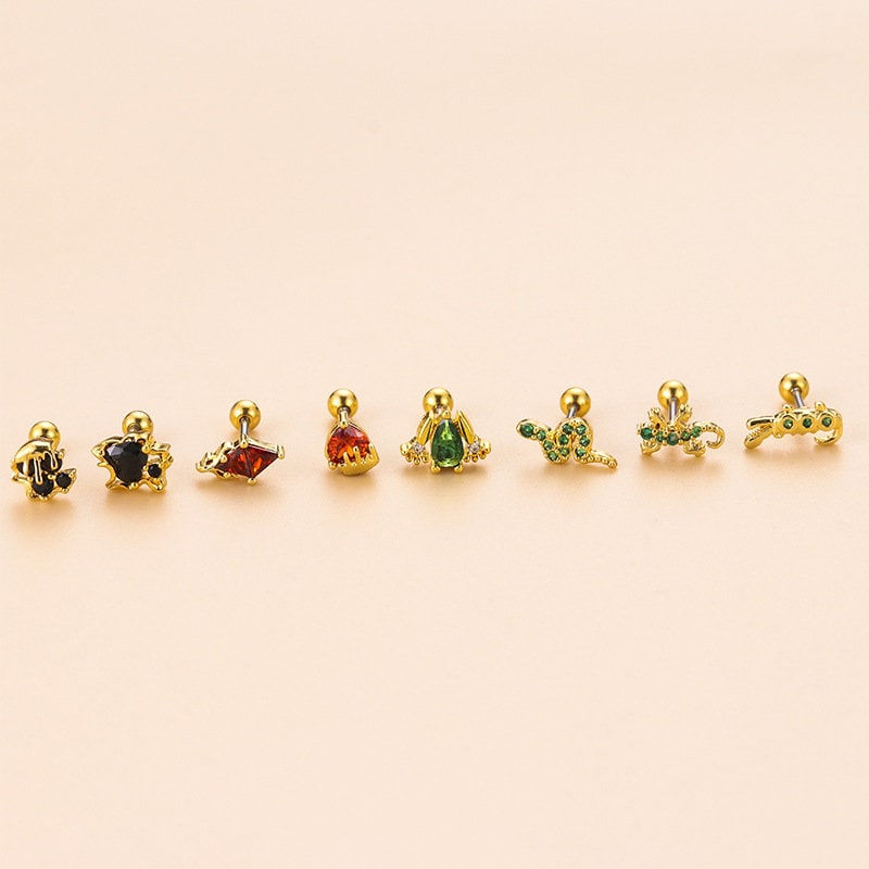 Miniaturbild: 20G Cartilage Surgical Steel Earrings, Lizard Stud Earrings | HSPJ821