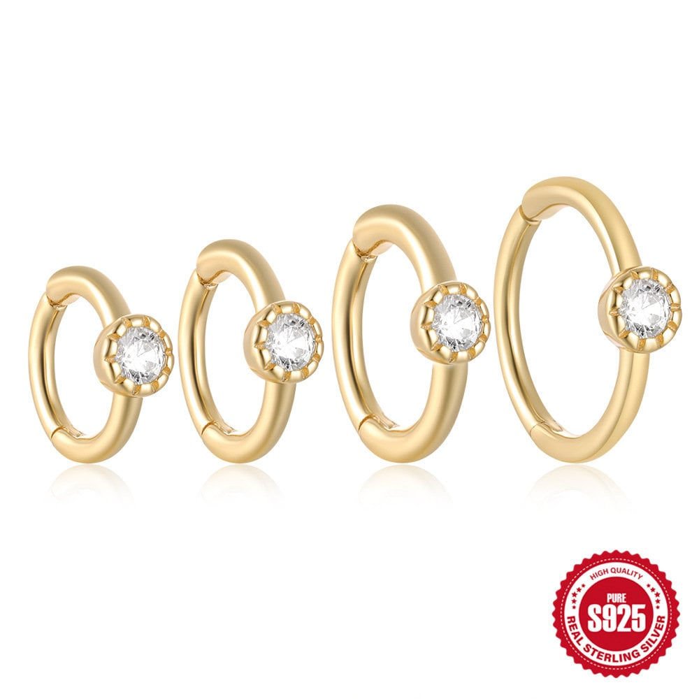 925 Sterling Silver Huggie Hoop Earrings, Cartilage Hoop Earring | HC019