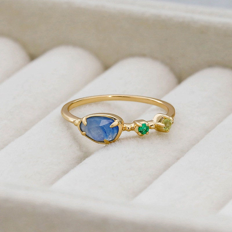 縮圖：S925 Dainty Kyanite Ring, Multistone Ring, Birthstone Jewelry | TB2194