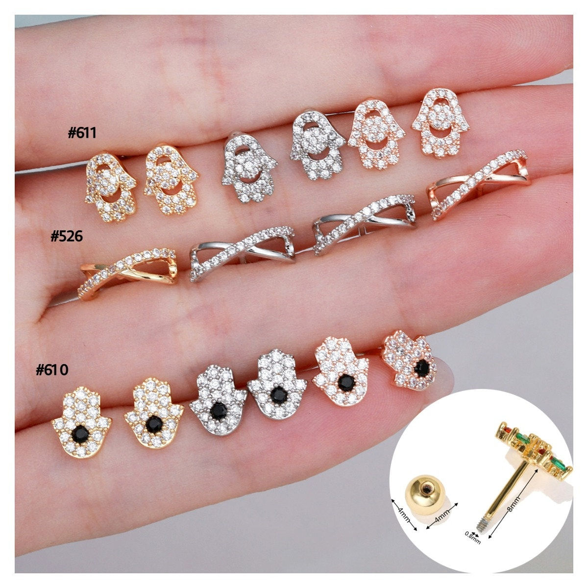 20G Cartilage Tiny Stud Earring, Flat Back Earrings, Helix Earrings | EGD0610