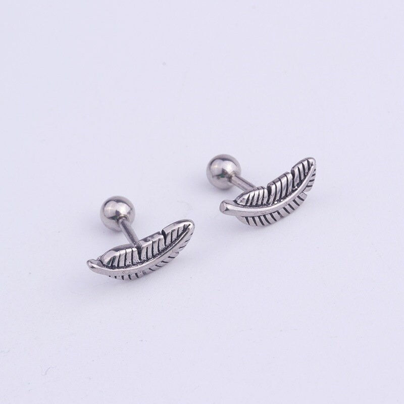 縮圖：16G Cartilage Tiny Stud Earring, Rose Earrings, Leaf Earrings | ER8540