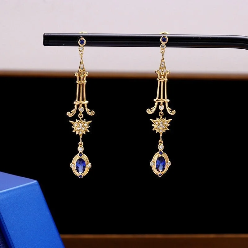 Victorian Sapphire Drop Earrings