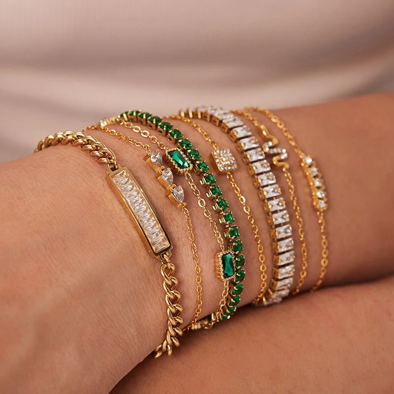 18K Gold Plated Titanium CZ Bracelet