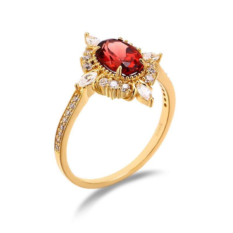Thumbnail: S925 Natural Garnet Ring, Vintage Ring, Garnet Jewelry, Promise Ring | TB1579