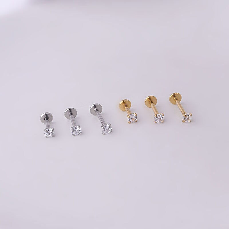 Miniaturbild: 16G Cartilage Labret Back Tiny Stud Earring, Lip Ring, Sleeper Earring | HSPJ683