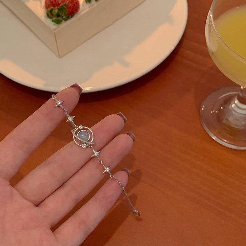 Thumbnail: Personalized Planet Star Chain Bracelet, Celestial Bracelet | HB871