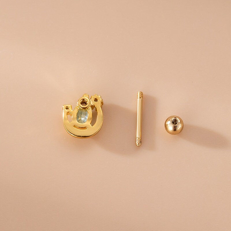 Miniaturbild: 20G Cartilage Heart Stud Earring, Blue Crystal Earrings | HSPJ781