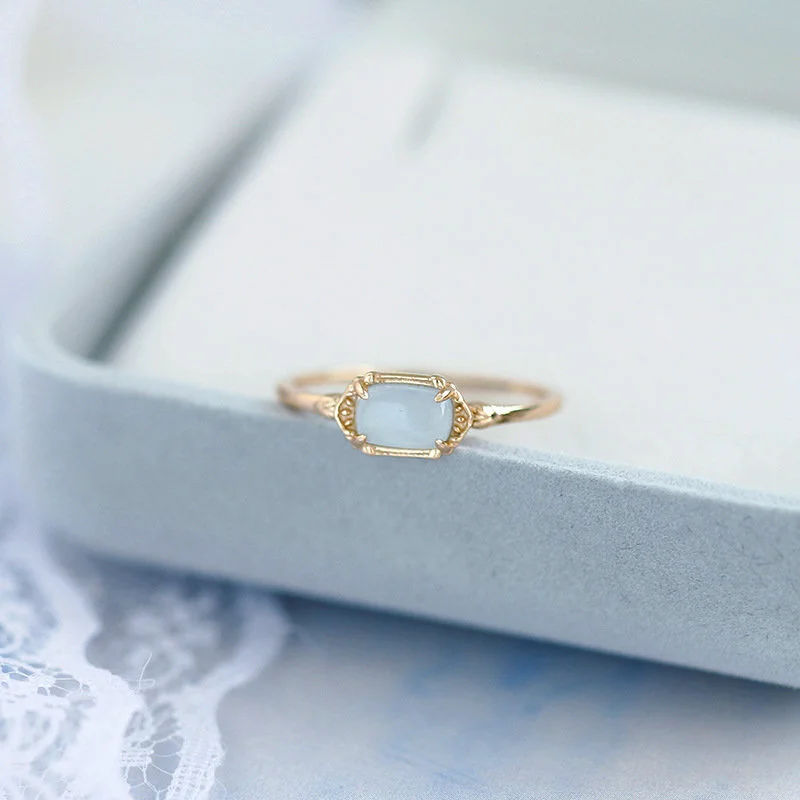 Minimal Aquamarine Ring