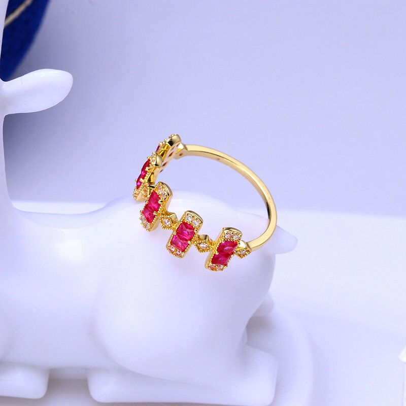 縮圖：S925 Natural Ruby Ring, Ruby Jewelry, Red Stone Ring, Gold Ring | TB1199
