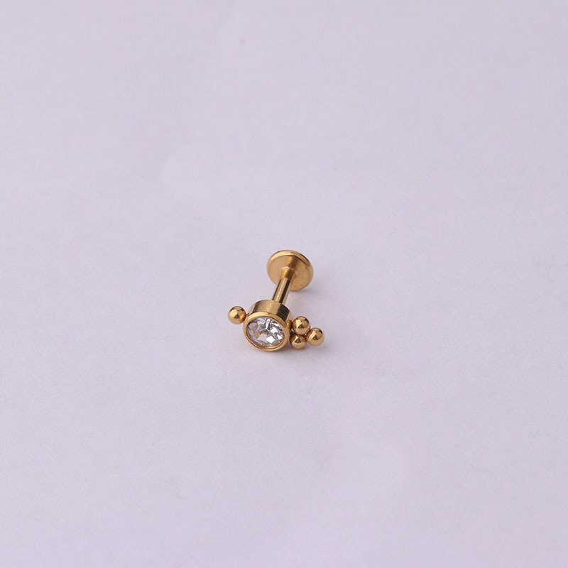 縮圖：16G Cartilage Minimalist Flat Back Earrings, Labret Back Stud Earring | HSPJ601