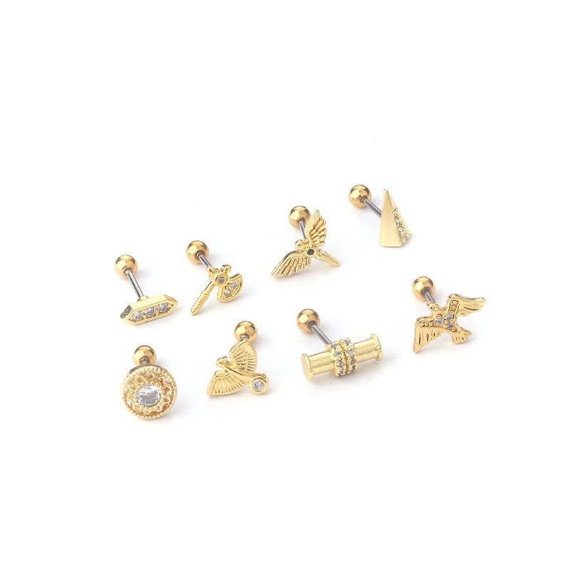Thumbnail: 20G Cartilage Tiny Stud Earring, Flat Back Earrings, Bird Earrings | HSPJ604
