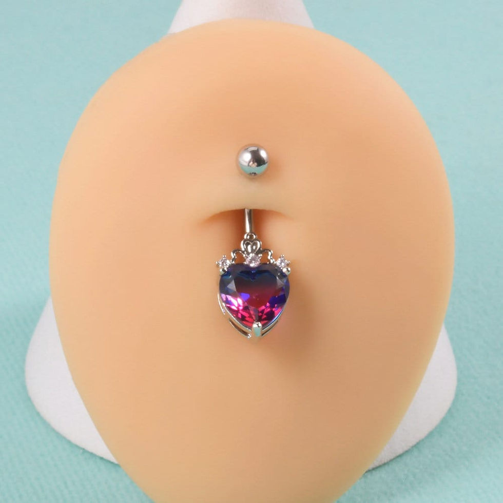 Thumbnail: 14G Surgical Steel Belly Ring, Belly Ring, Heart Belly Ring | DL048