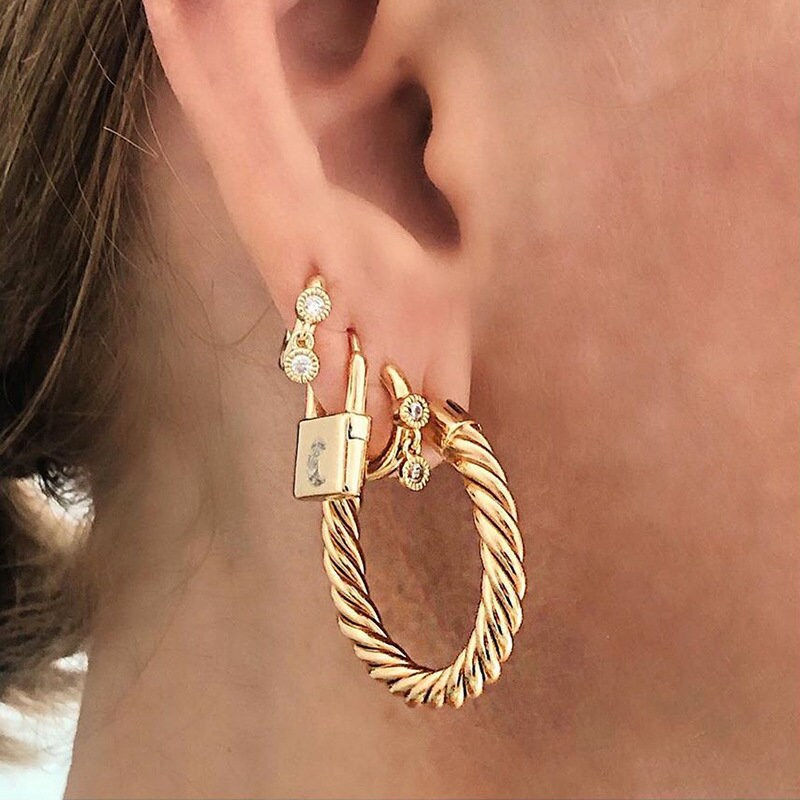 Thumbnail: 926 Sterling Silver Cartilage Earrings, Lock Earrings, Special Earring | HC026