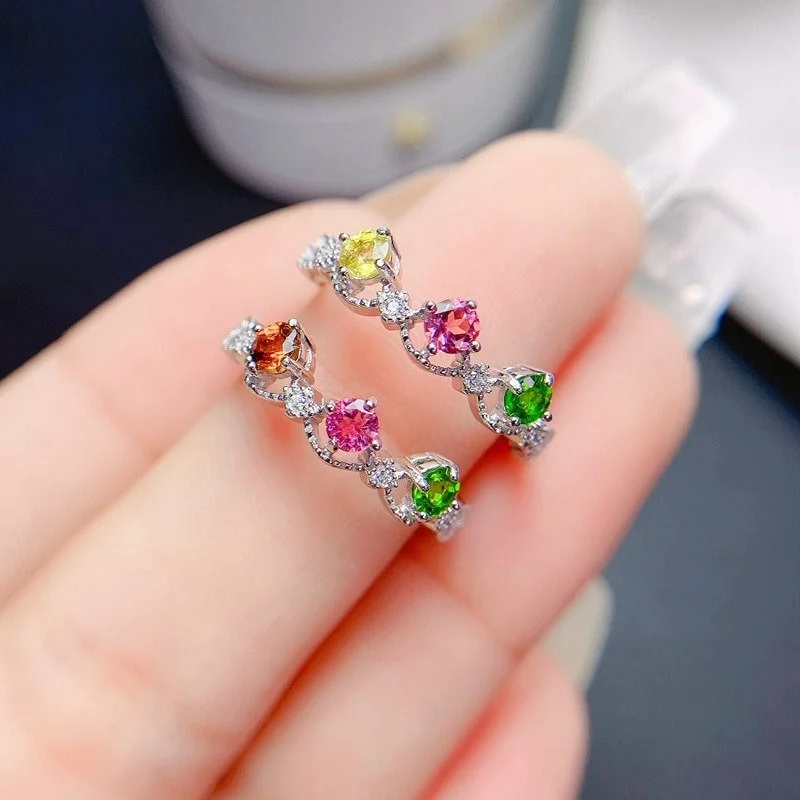 Multi color Tourmaline 3 stones ring