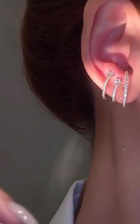 Thumbnail: Layered Ear Cuff, Bling Cuff, Unique Cuff, Unique Jewelry | R1847