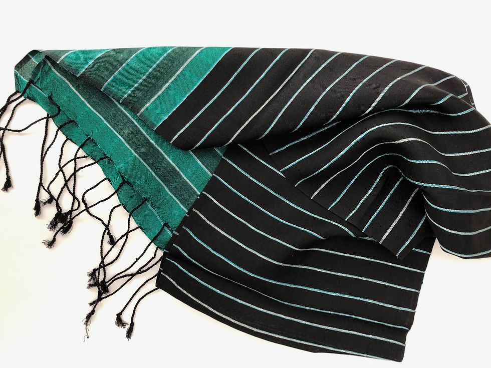 100% Silk Green/Black