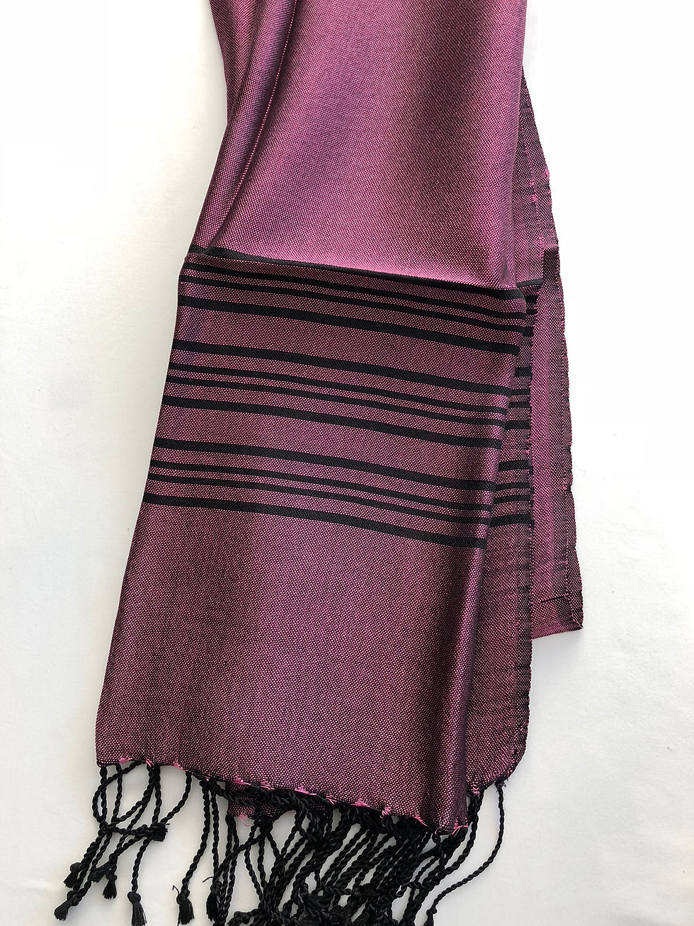 100% Silk Mauve, Black Stripes