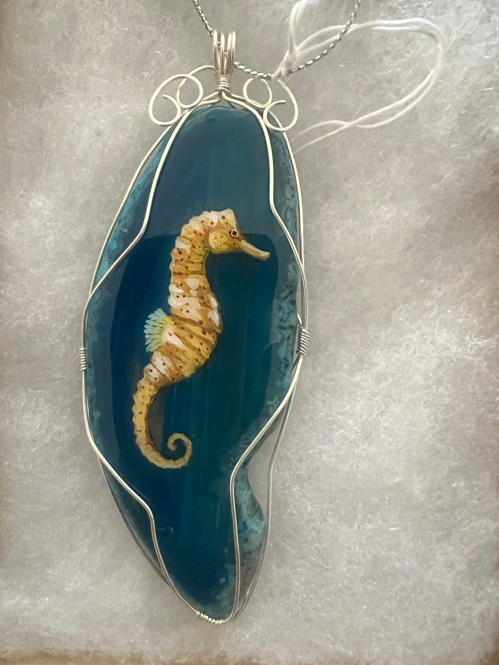 Thumbnail: Agate Hand-Painted, Wire Wrapped Ornaments