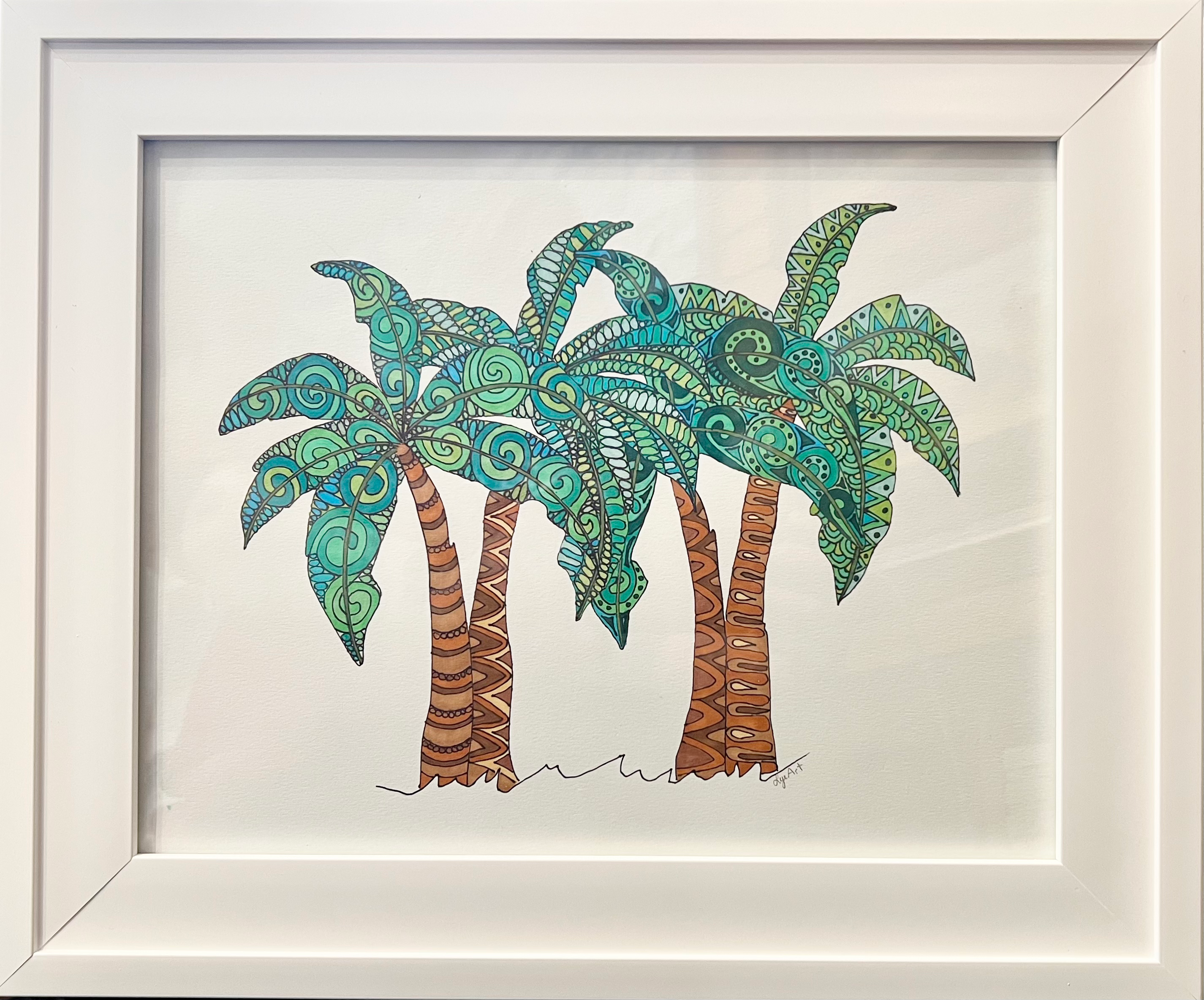 Palm Trees 15"x18" Framed (Ink)