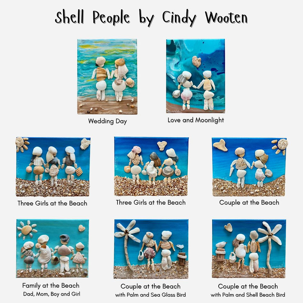 Thumbnail: Shell People Seascape Series, 8"x10" Mixed Media