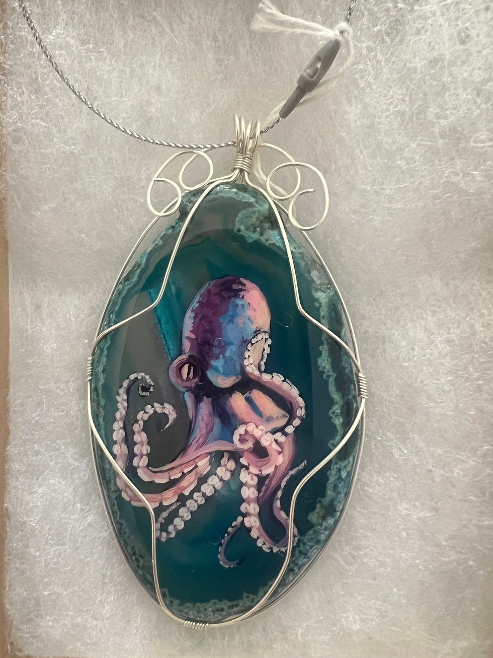 Thumbnail: Agate Hand-Painted, Wire Wrapped Ornaments