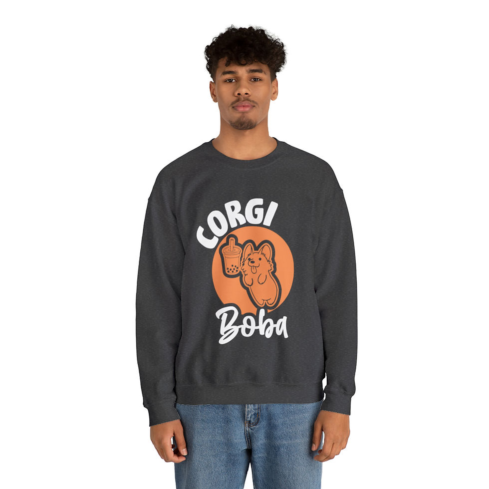 Thumbnail: Unisex Heavy Blend™ Crewneck Sweatshirt - Corgi Boba