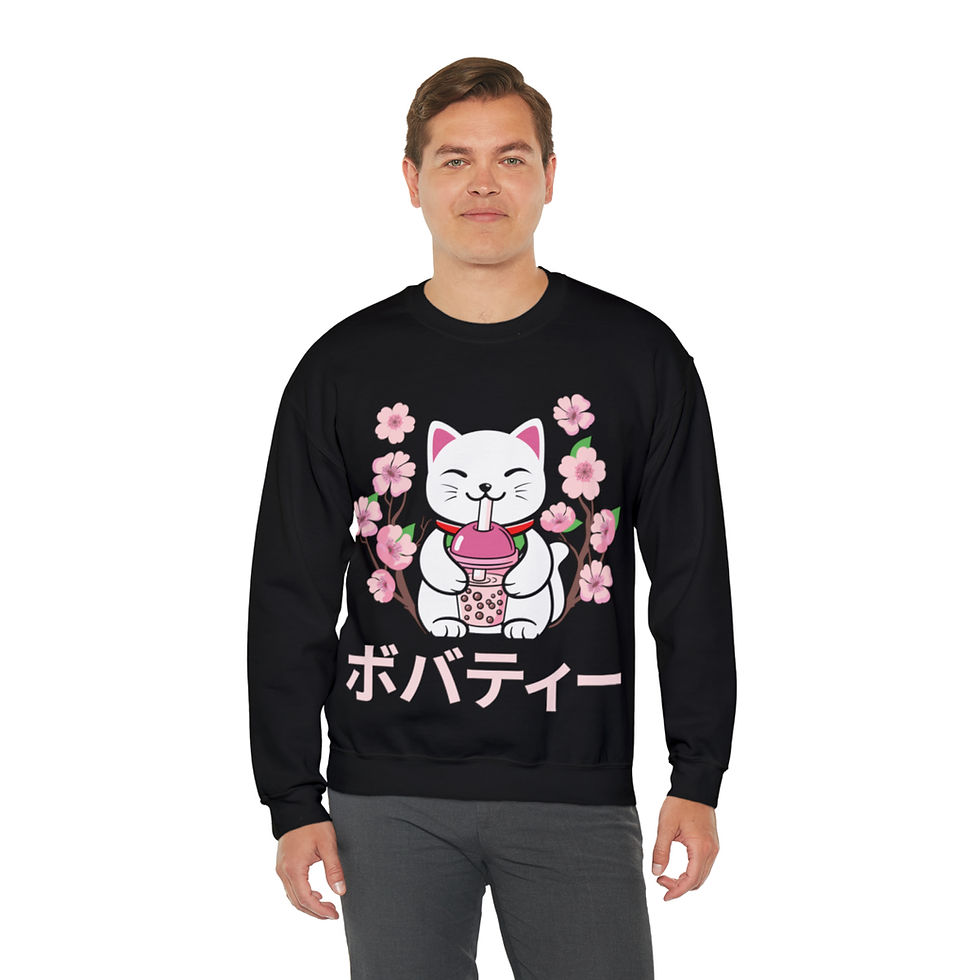 Thumbnail: Unisex Heavy Blend™ Crewneck Sweatshirt = Sakura Cat 