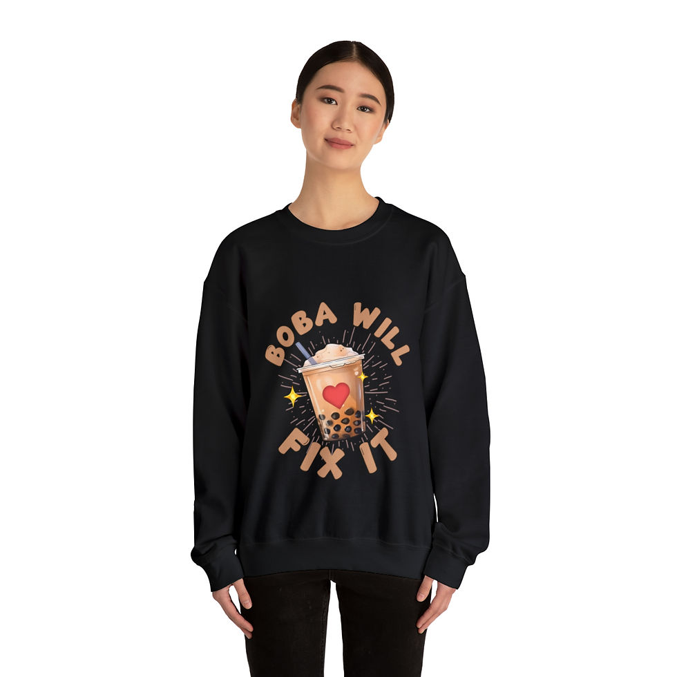 Thumbnail: Unisex Heavy Blend™ Crewneck Sweatshirt - Boba Will Fix It 