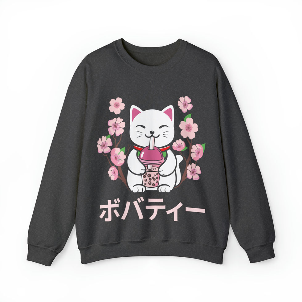 Thumbnail: Unisex Heavy Blend™ Crewneck Sweatshirt = Sakura Cat 