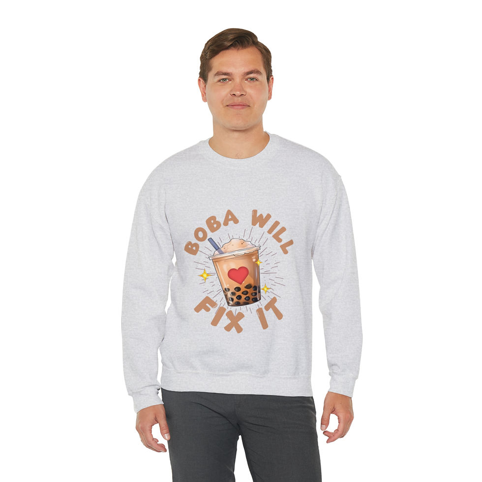 Thumbnail: Unisex Heavy Blend™ Crewneck Sweatshirt - Boba Will Fix It 