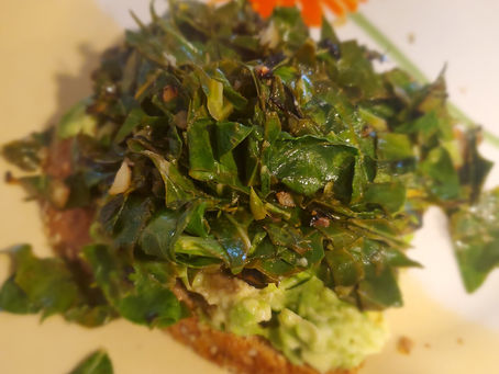 Avocado on Toast with sautéed greens