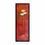 Miniatura: A bold red abstract painting with three white, loopy shapes resembling flowers on a plain wall