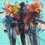 Miniatura: Abstract expressionist flower painting with bold washes and splatters in shades of blue, purple, and pink.