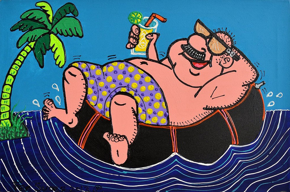 Pop Art Painting - Fer Sucre - Relaxing in the Ocean