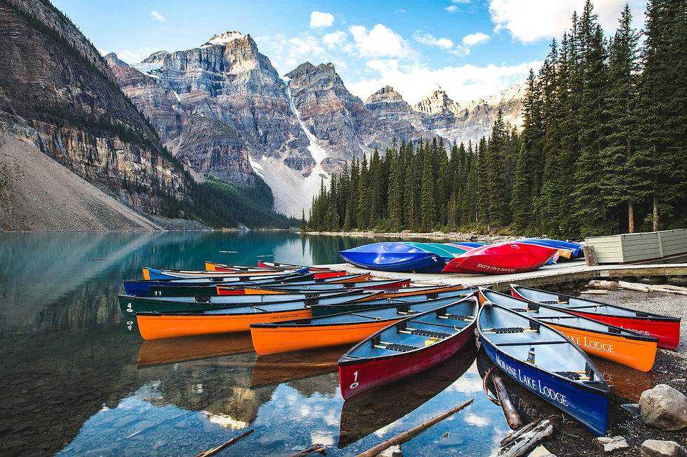 canoes on the lake