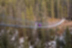 The girls crossing the suspension bridge