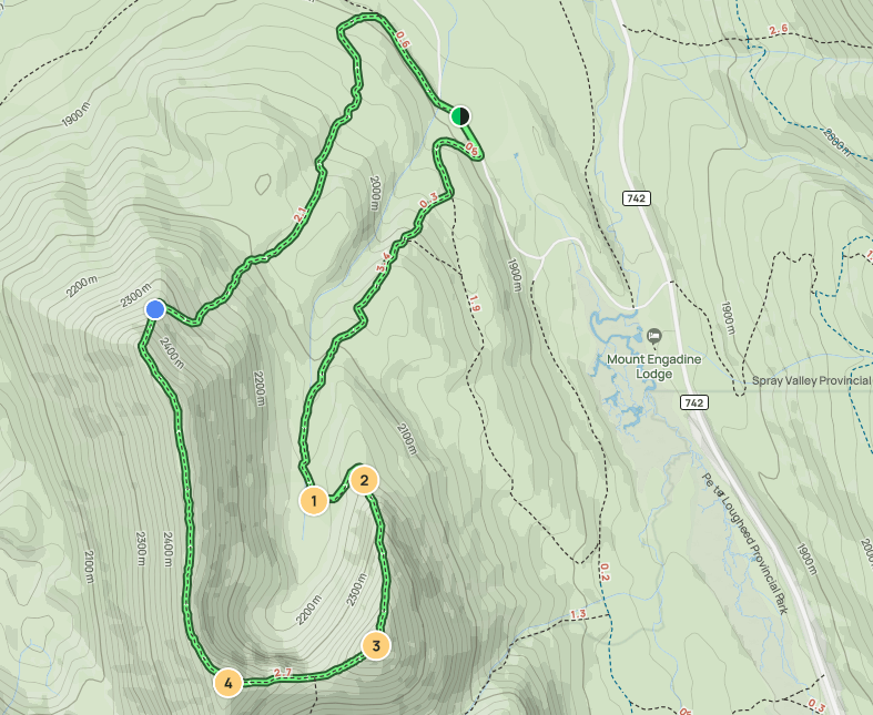 Tent Ridge map of the trail