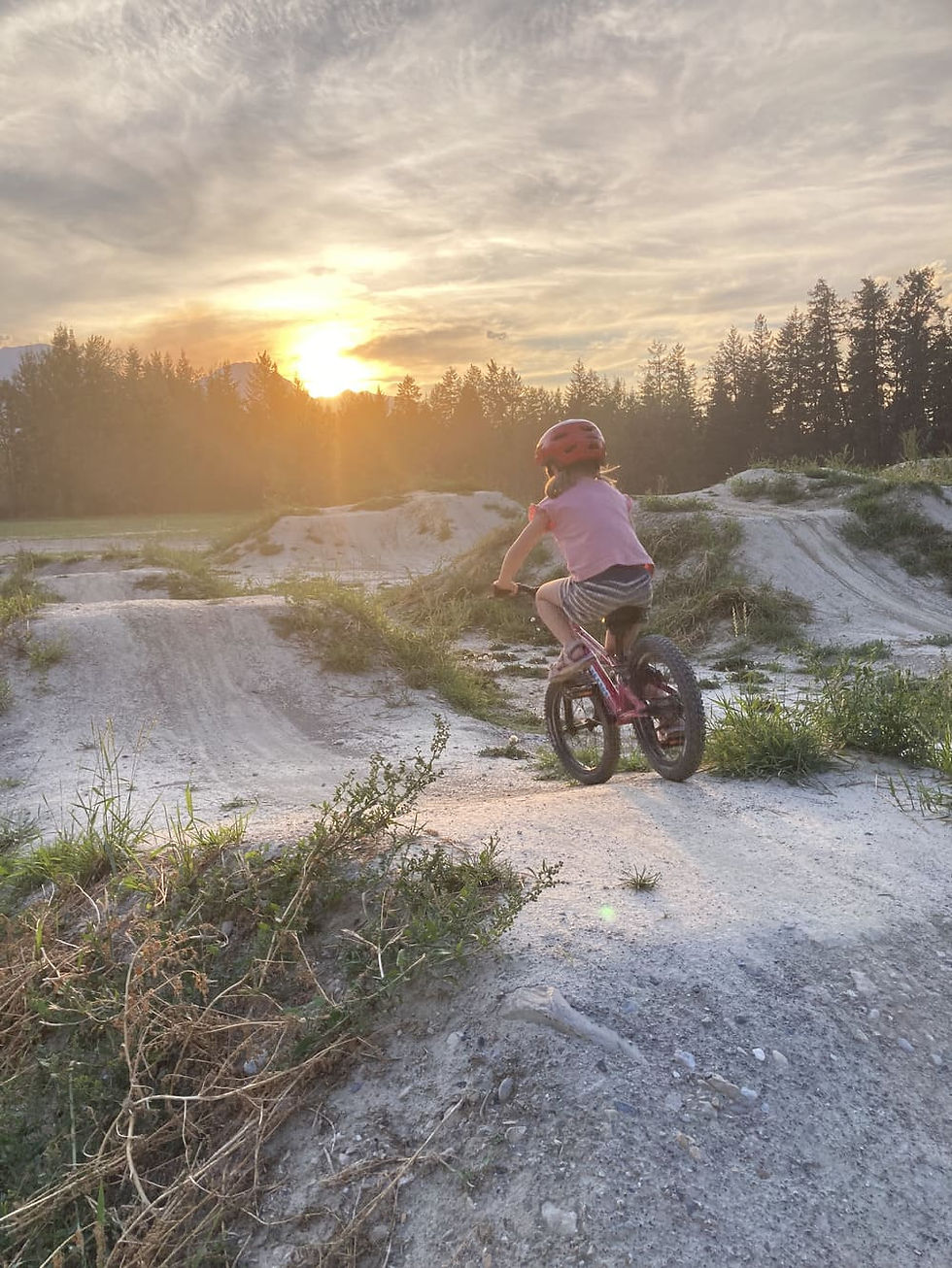 Evelyn on the pump track in Golden BC
