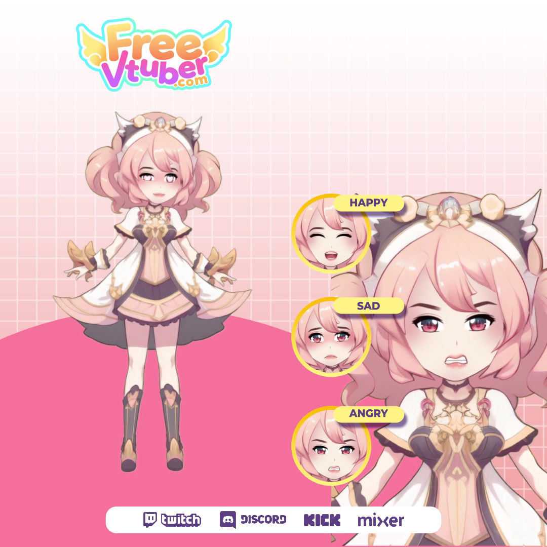 VTuber Live2D Model Pink Hair Girl for Virtual Streaming and Content Creation