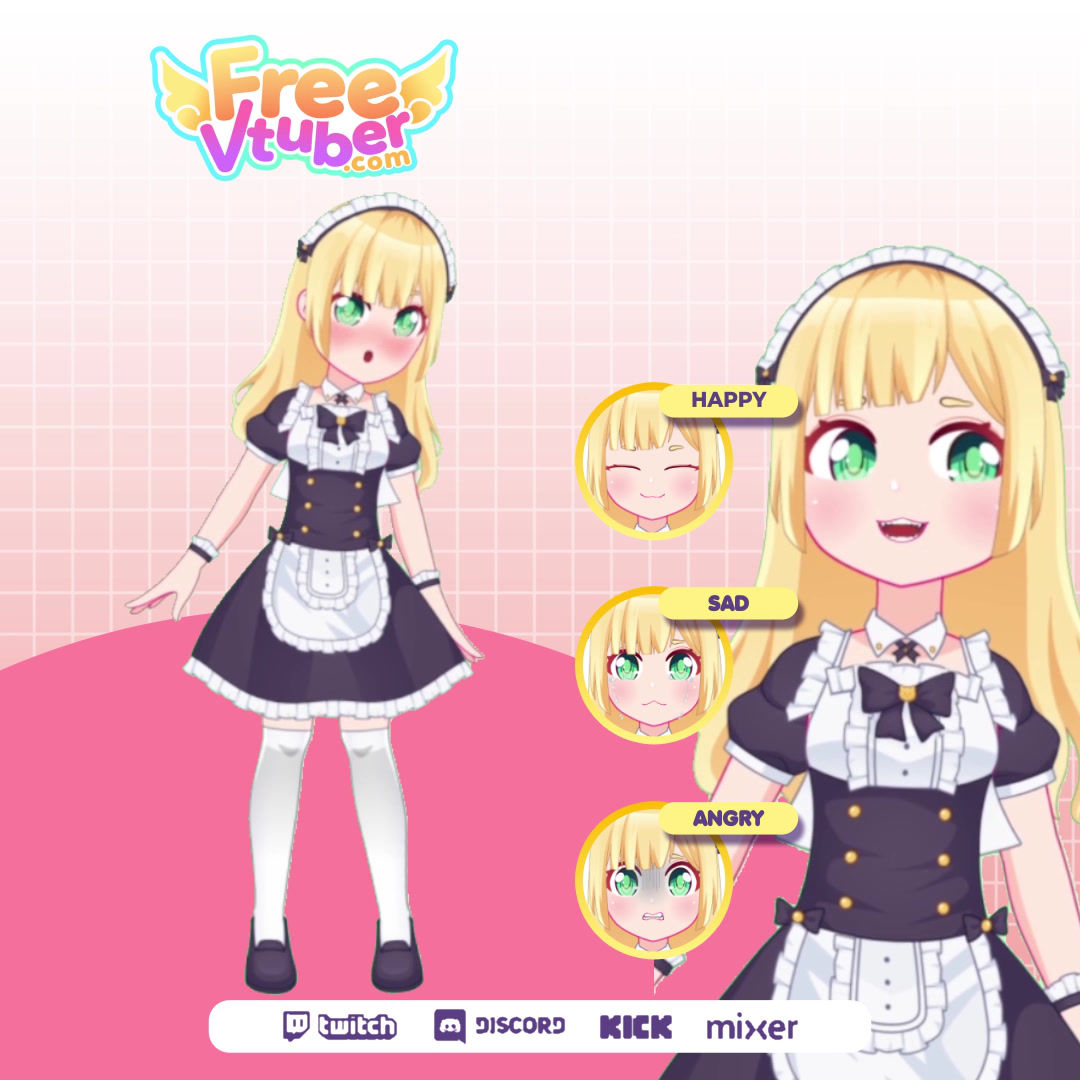Classic Maid Outfit Anime Girl with Blonde Hair Live 2D Model