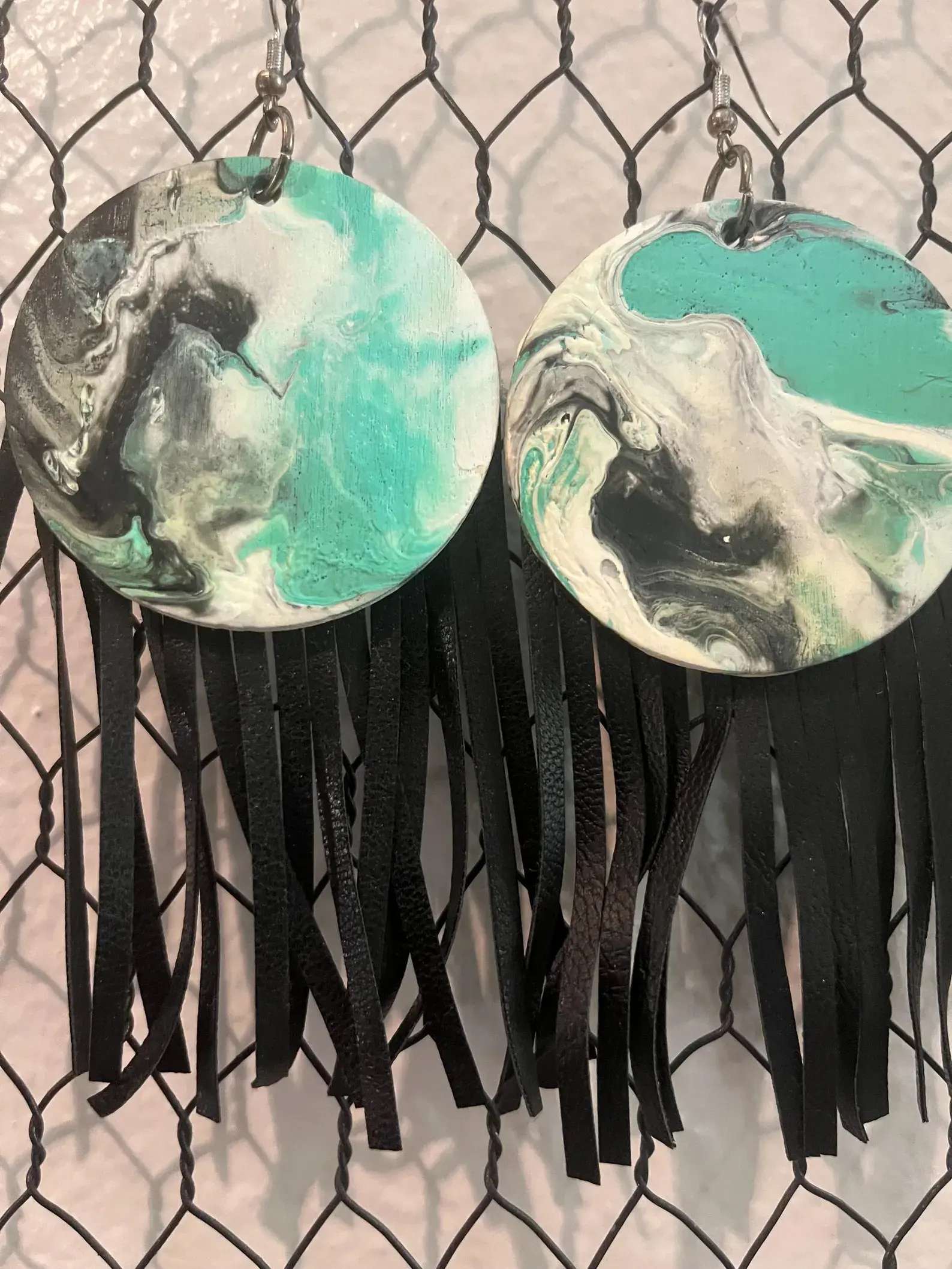 Handmade earrings Dutch pour7 with suede