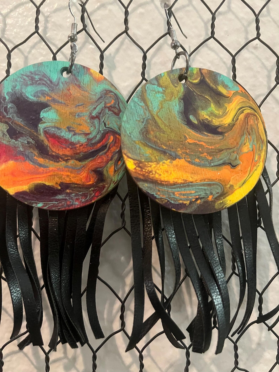 Hand painted earrings 5 Dutch pouring