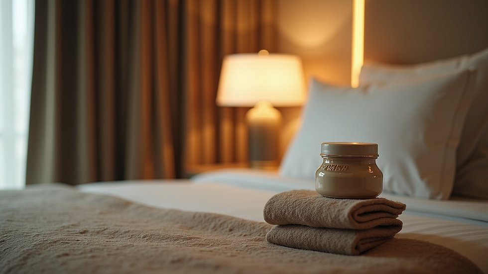 Close-up view of luxurious amenities in a high-end suite