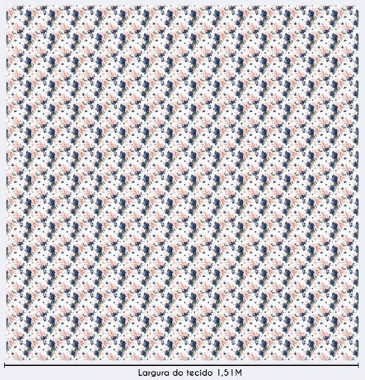 Miniatura: Tecido Digital floral fundo branco