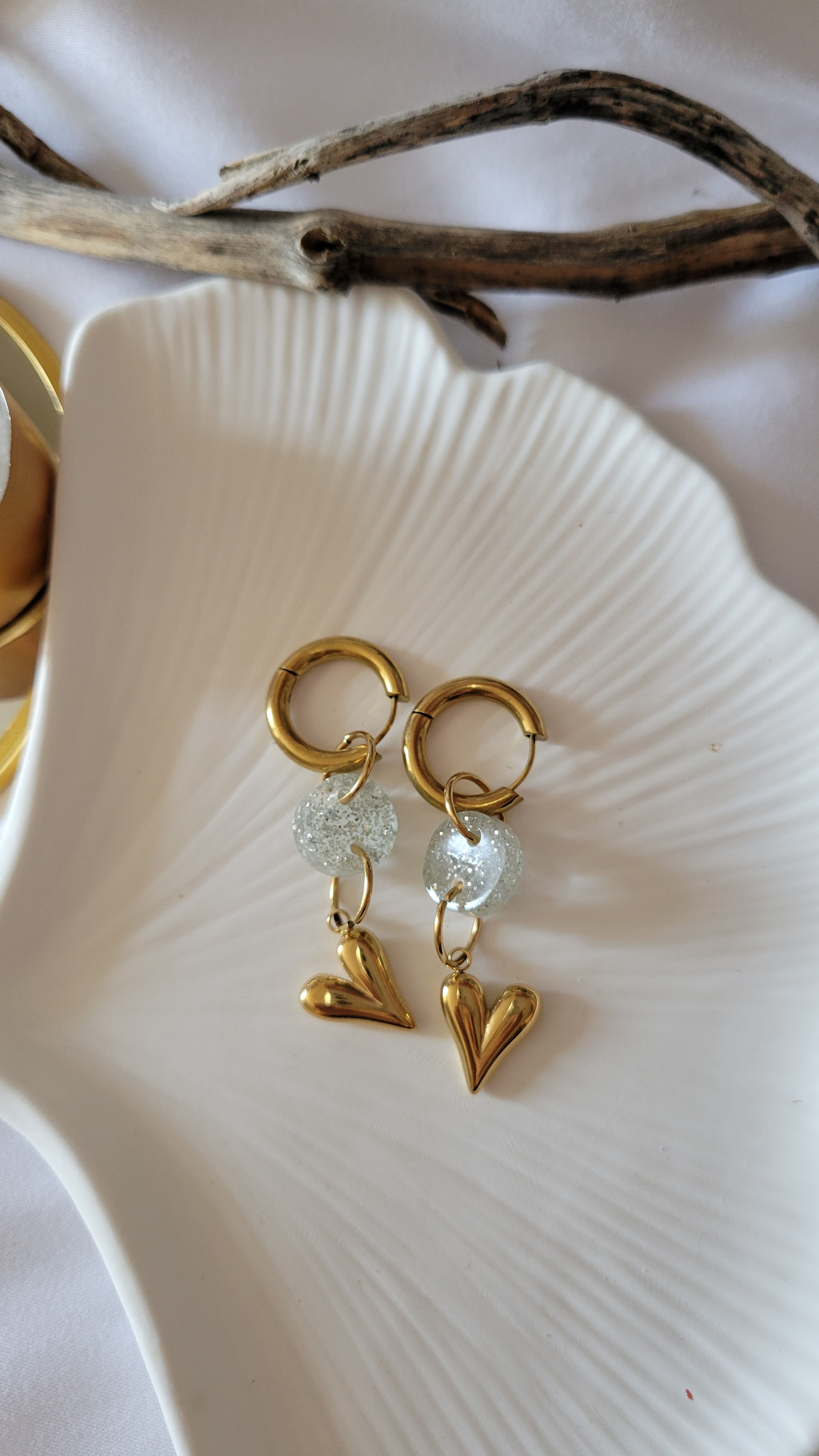 Boucles d’oreilles- cœur de sel modèle unique 