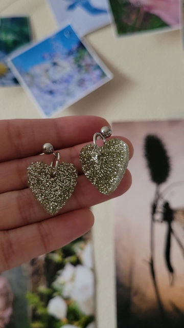 Miniature : Boucles d’oreilles coeurs de pluie- modèle unique