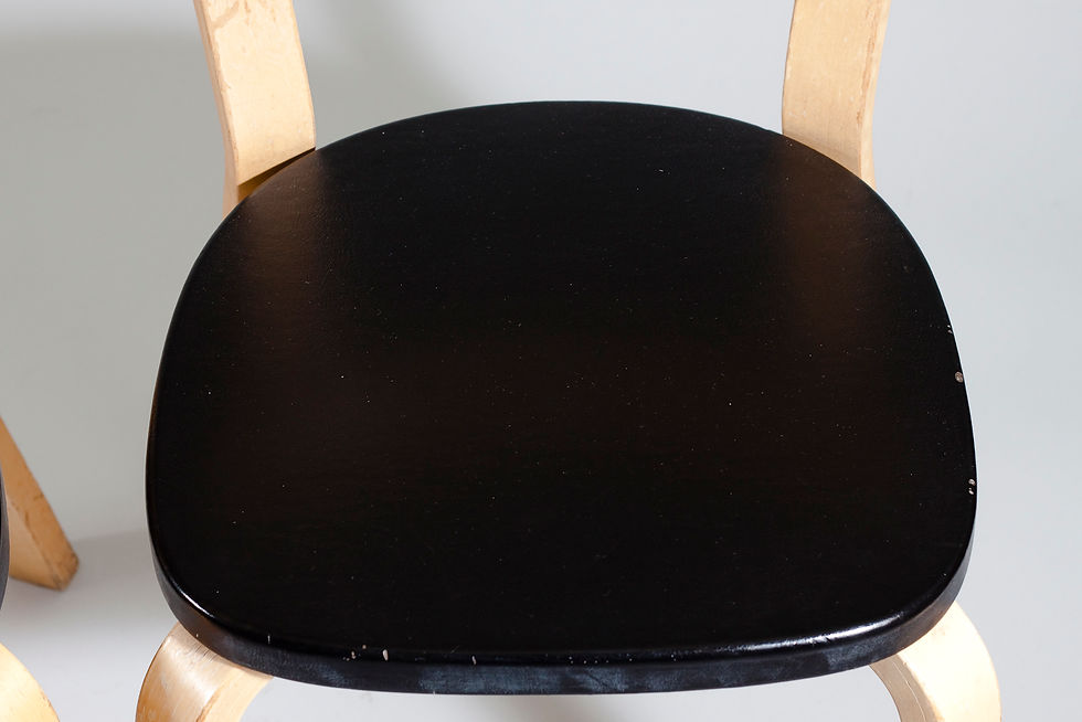 Thumbnail: Pair of Alvar Aalto Chair 69, Black Leatherette, for Artek, FInland
